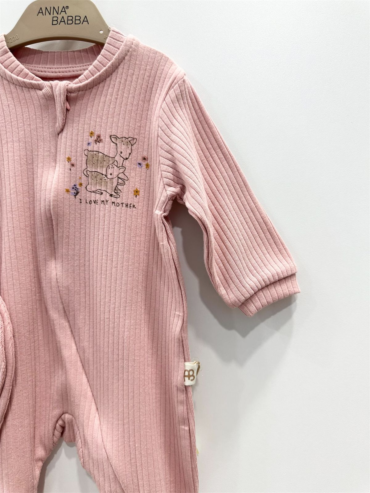 Deer Hugs – “I Love My Mother” Embroidered Romper Set