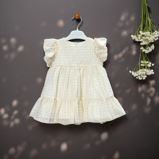 "Whispers of Innocence" Textured White Tiered Dress!
