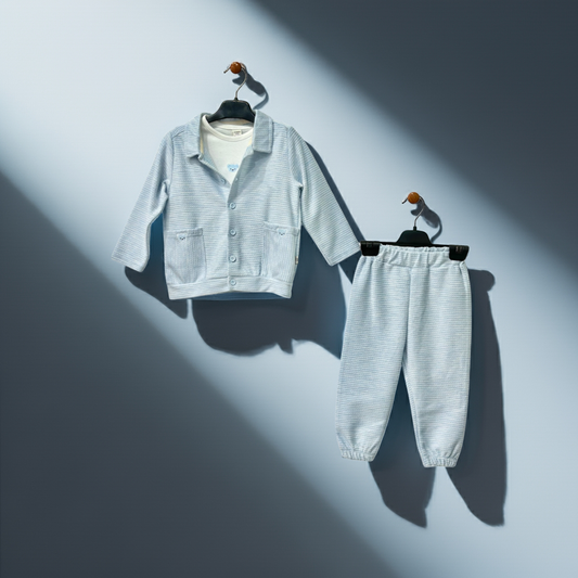 Blue Breeze Striped Cotton Set!