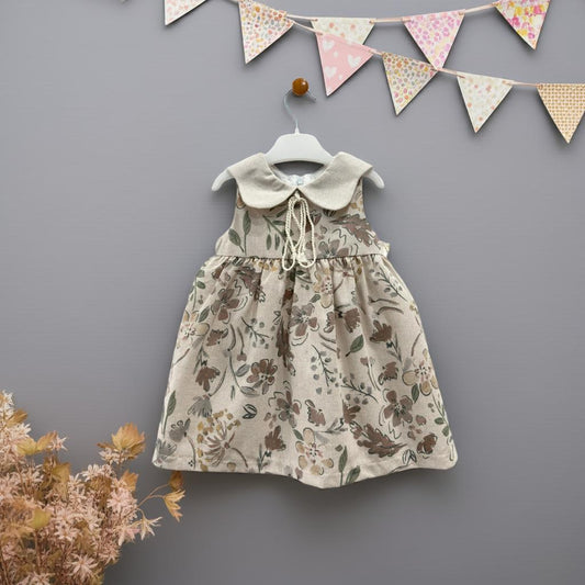 Woodland Charm Floral Lace-Up Collar Dress!