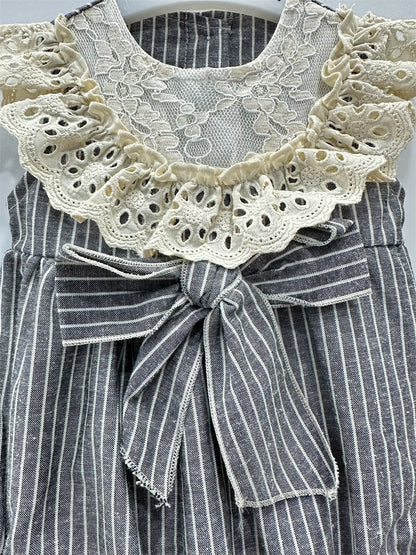 Lace & Lines – Whisper Soft Bow Romper!