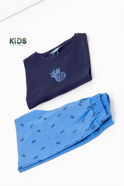 Trendy Pineapple Print Kids’ T-Shirt & Shorts Set