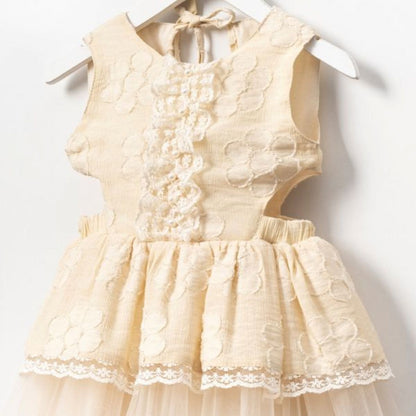 Elegant Cream Lace and Tulle Dress!