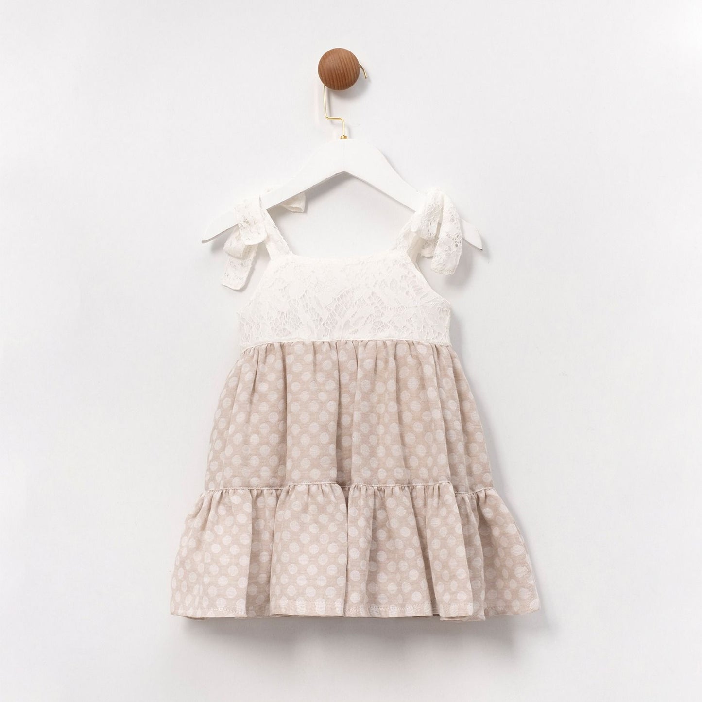 Adorable Lace and Polka Dot Dress with Bear Purse