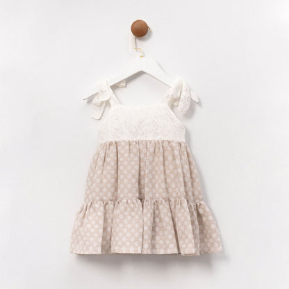 Adorable Lace and Polka Dot Dress with Bear Purse