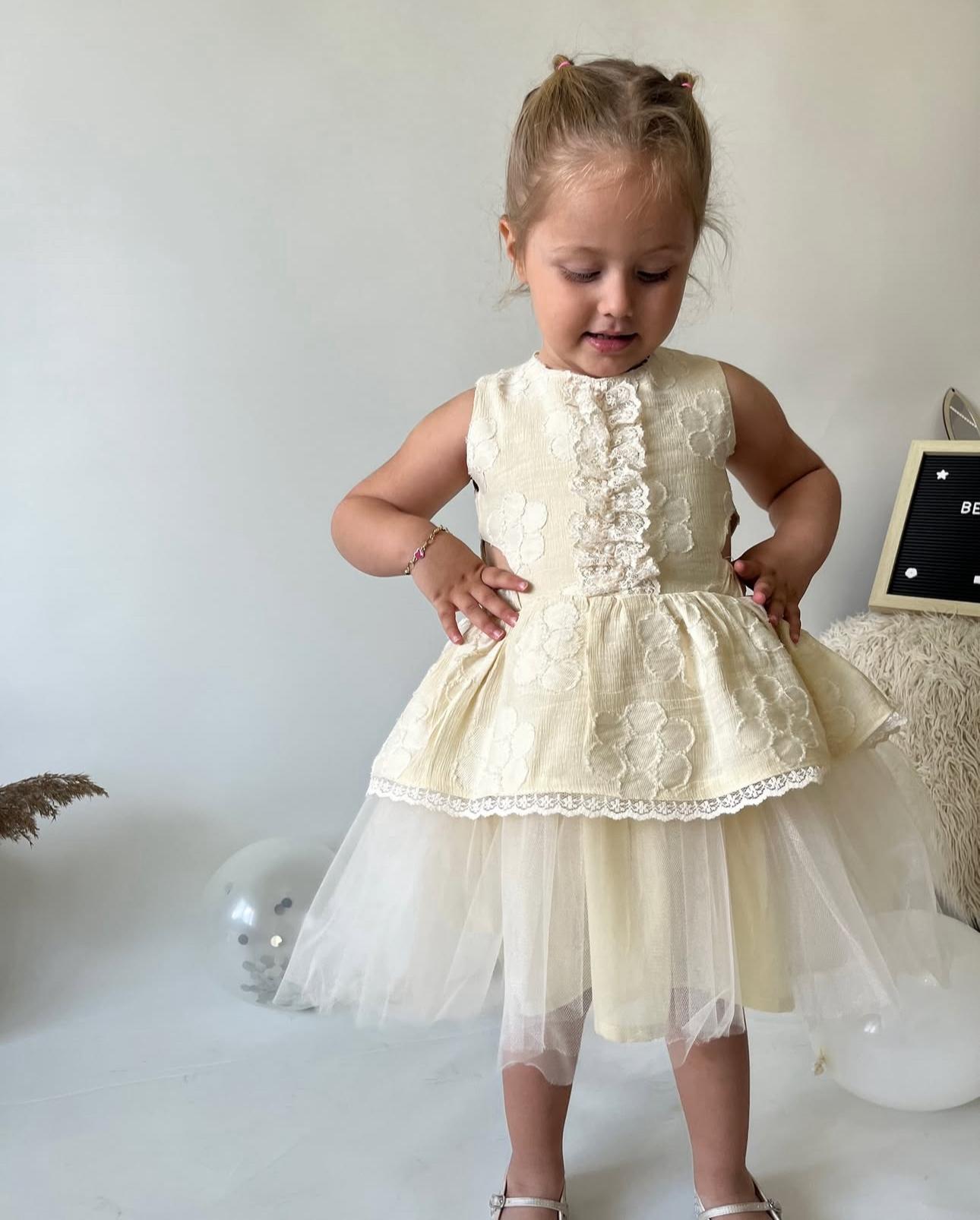 Elegant Cream Lace and Tulle Dress!