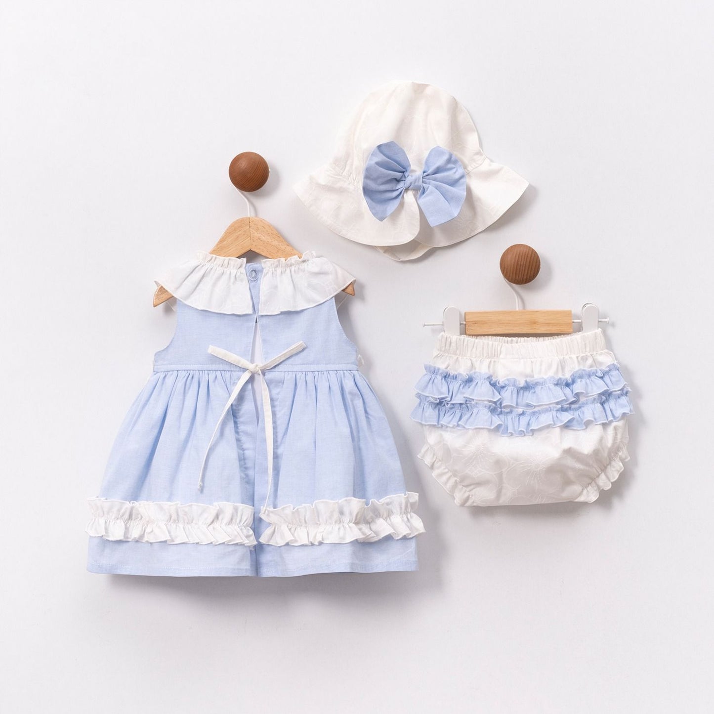 Elegant Blue and White Baby Dress Set