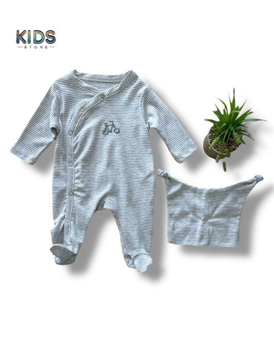 Gentle Wheels Striped Romper Set!