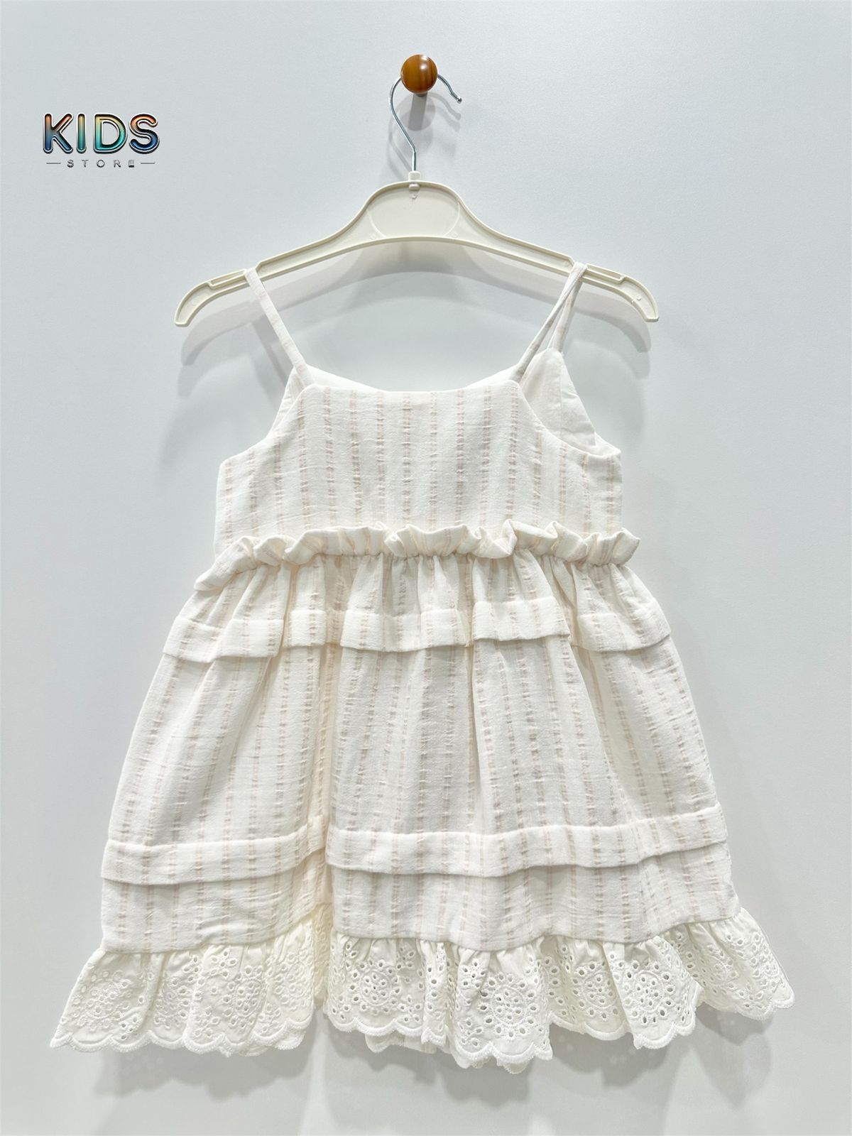 Ruffle & Radiance – Boho Lace Cotton Dress