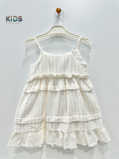 Ruffle & Radiance – Boho Lace Cotton Dress