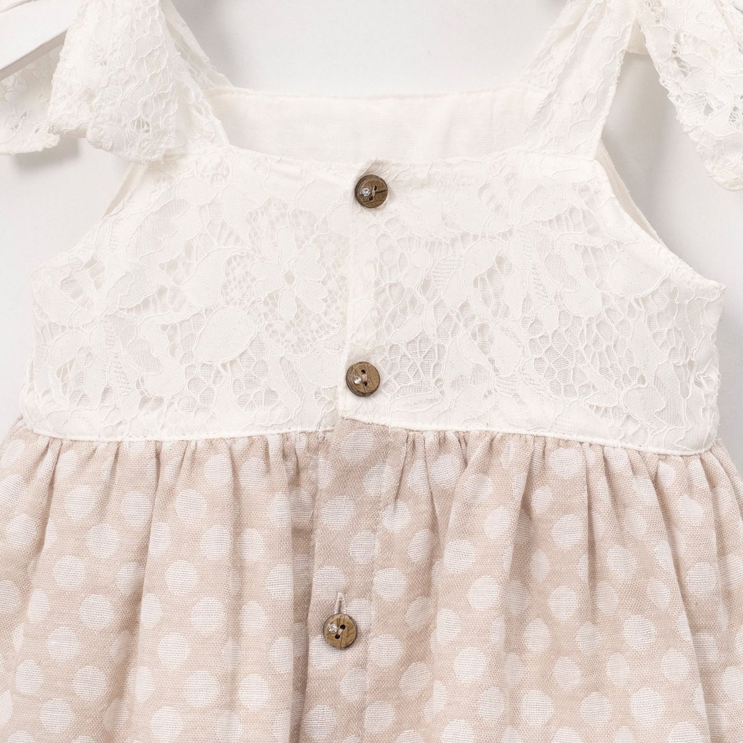 Adorable Lace and Polka Dot Dress with Bear Purse