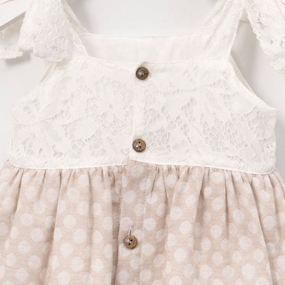 Adorable Lace and Polka Dot Dress with Bear Purse