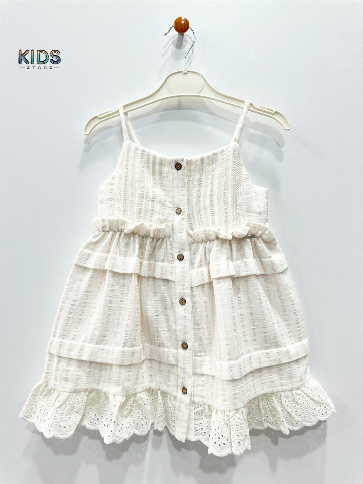 Ruffle & Radiance – Boho Lace Cotton Dress