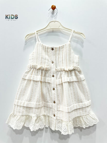 Ruffle & Radiance – Boho Lace Cotton Dress