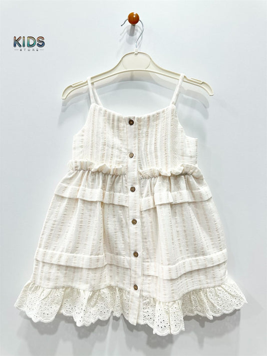 Ruffle & Radiance – Boho Lace Cotton Dress