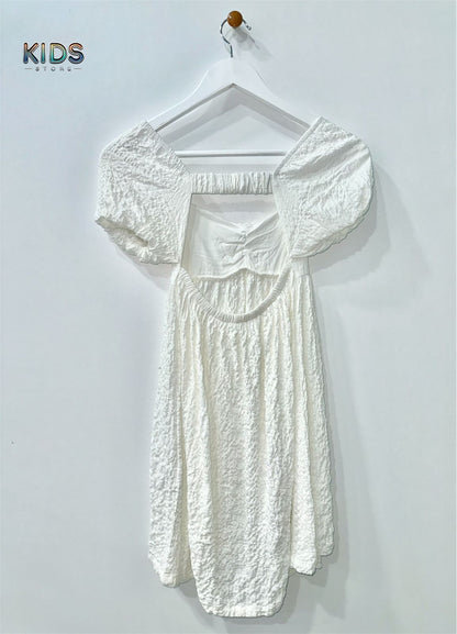 Angel Bloom – White Bow Puff Sleeve Dress!
