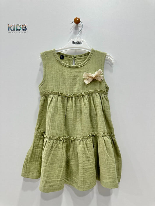 Olive Whispers – Lace Bow Tiered Dress !