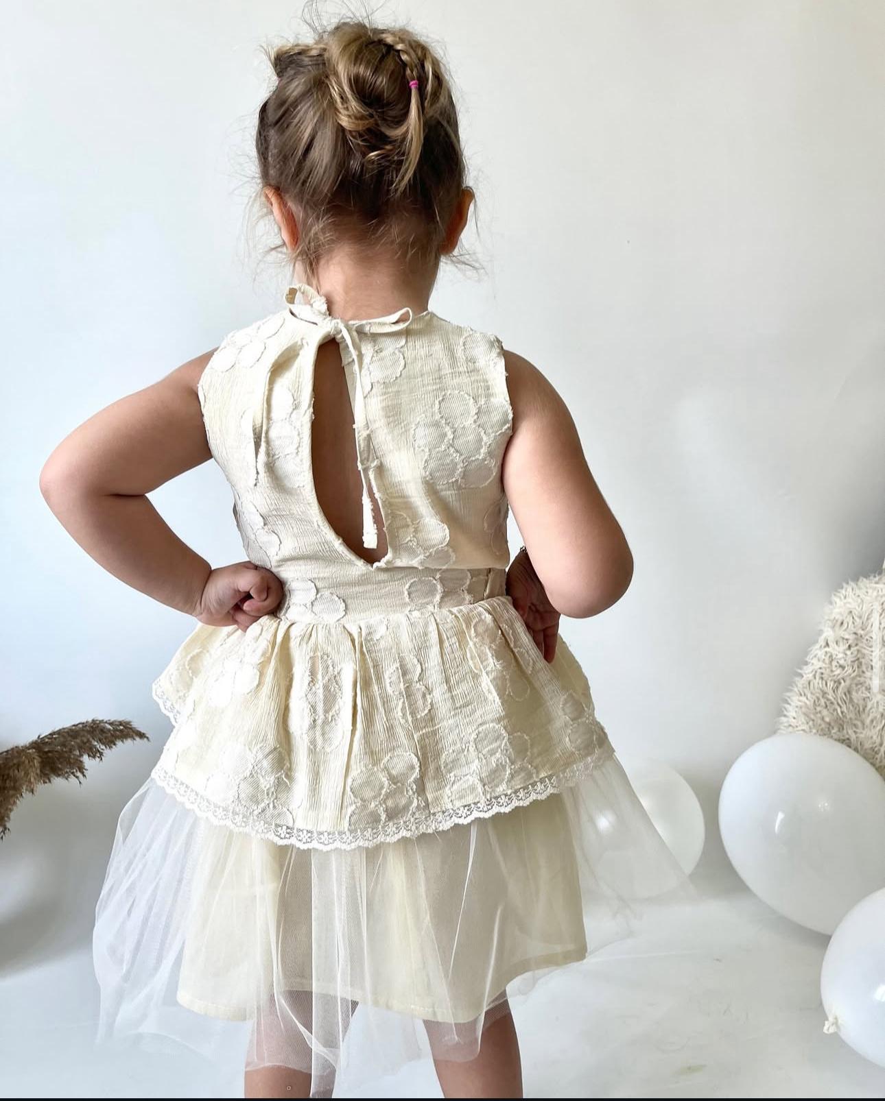 Elegant Cream Lace and Tulle Dress!