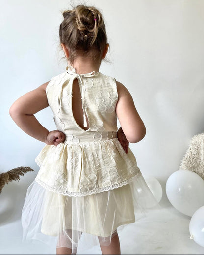 Elegant Cream Lace and Tulle Dress!